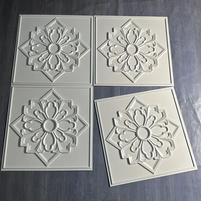 Zejing 3D Artistic Embossed Wall Panels White PVC Ceilings for Interior Decorative Waterproof Ceiling Modern D231哑白4.jpg
