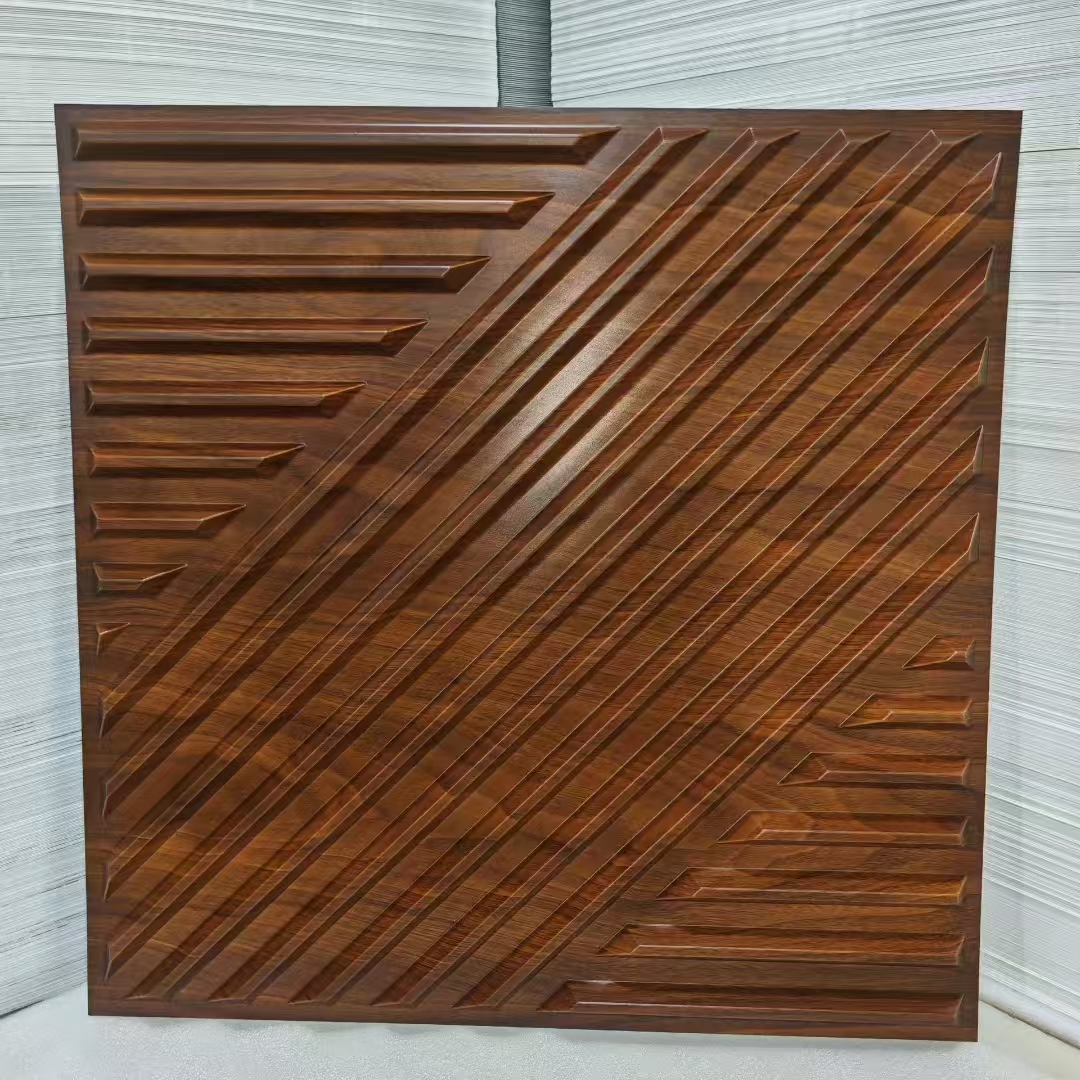 Zejing Pvc 3D Design 50x50cm Waterproof 3D Wall Panel Board 3d Geometric Pattern Texture Pvc Wall Panel for Interior Home Hotel D189木纹色.jpg