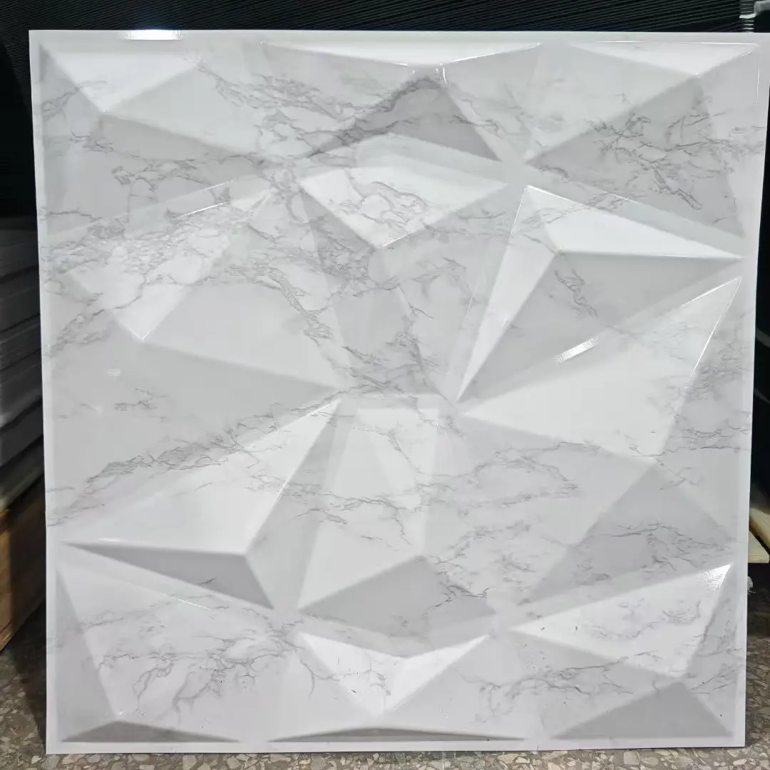 Zejing 50*50 cm 3D Textures PVC Geometric Wall Panel Short Lead Time for Interior Decoration Easy Installation Modern Waterproof Design D094大理石纹.jpg