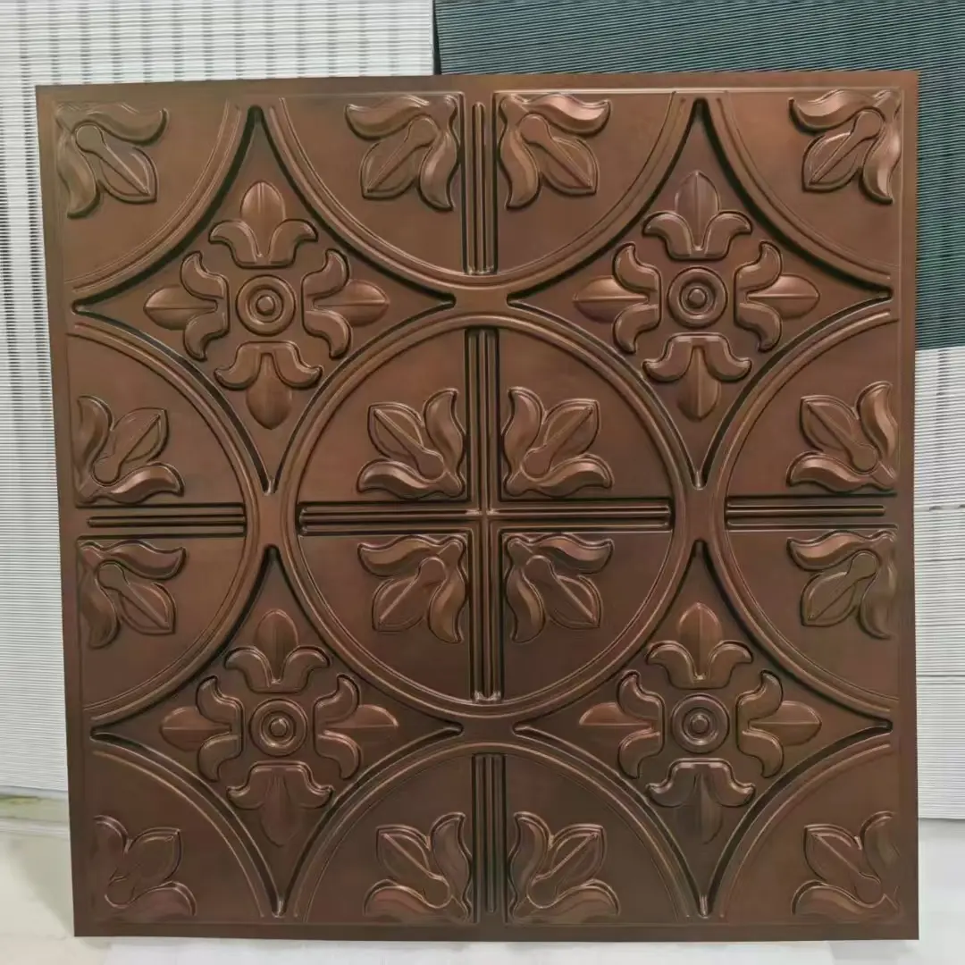 Zejing 24" X 24" PVC 3D Wall Panel Ceiling Tiles Home Decor Ceiling Decor Geometry Pattern Waterproof Bedroom D213红铜绣天花板.jpg