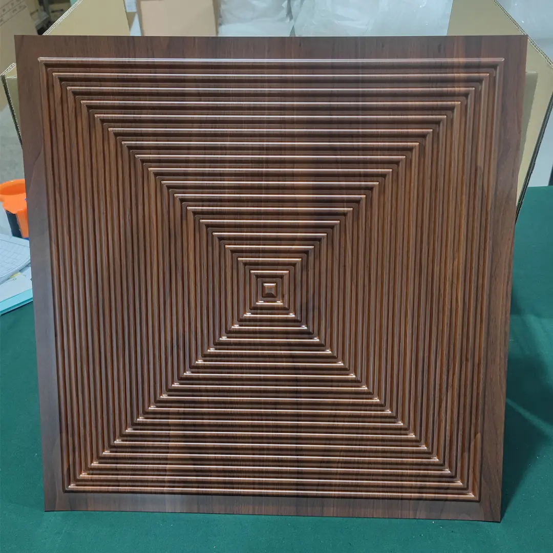 Zejing High Glossy 3d Wall Panel Pvc Wood Grain 50*50 cm Waterproof Villa 3D PVC Wall Panels for Modern House Decoration with Fire Resistant Design D182-木纹.jpg