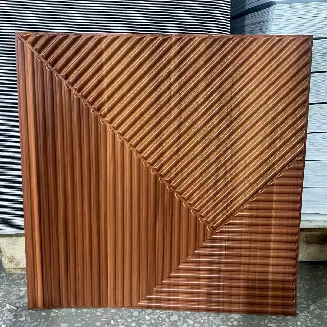 Zejing 50*50 cm 3D Textures PVC Geometric Wall Panel Short Lead Time for Interior Decoration Easy Installation Modern Waterproof Design D168深木纹.jpg