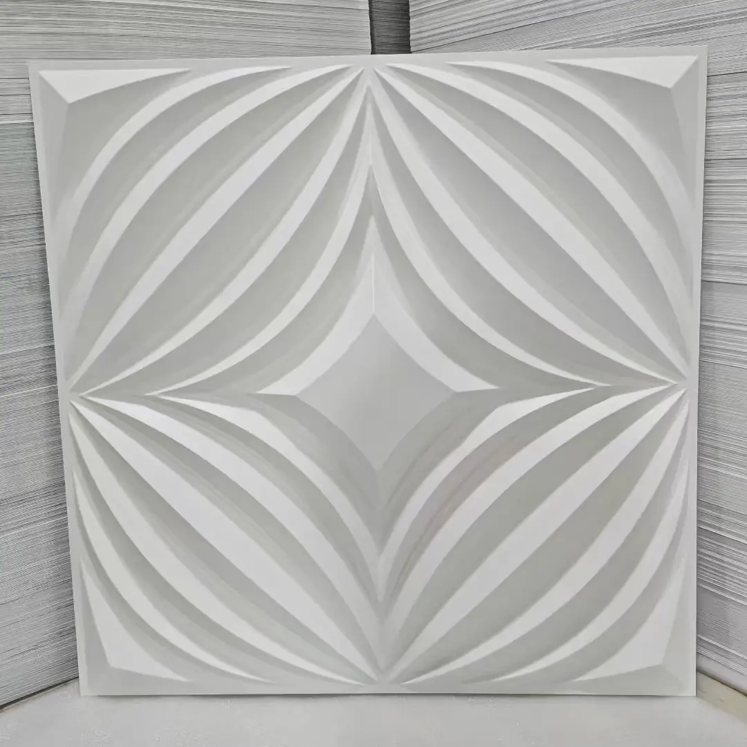 Zejing Pvc 3D Design 50x50cm Waterproof 3D Wall Panel Board 3d Geometric Pattern Texture Pvc Wall Panel for Interior Home Hotel D219白色.jpg