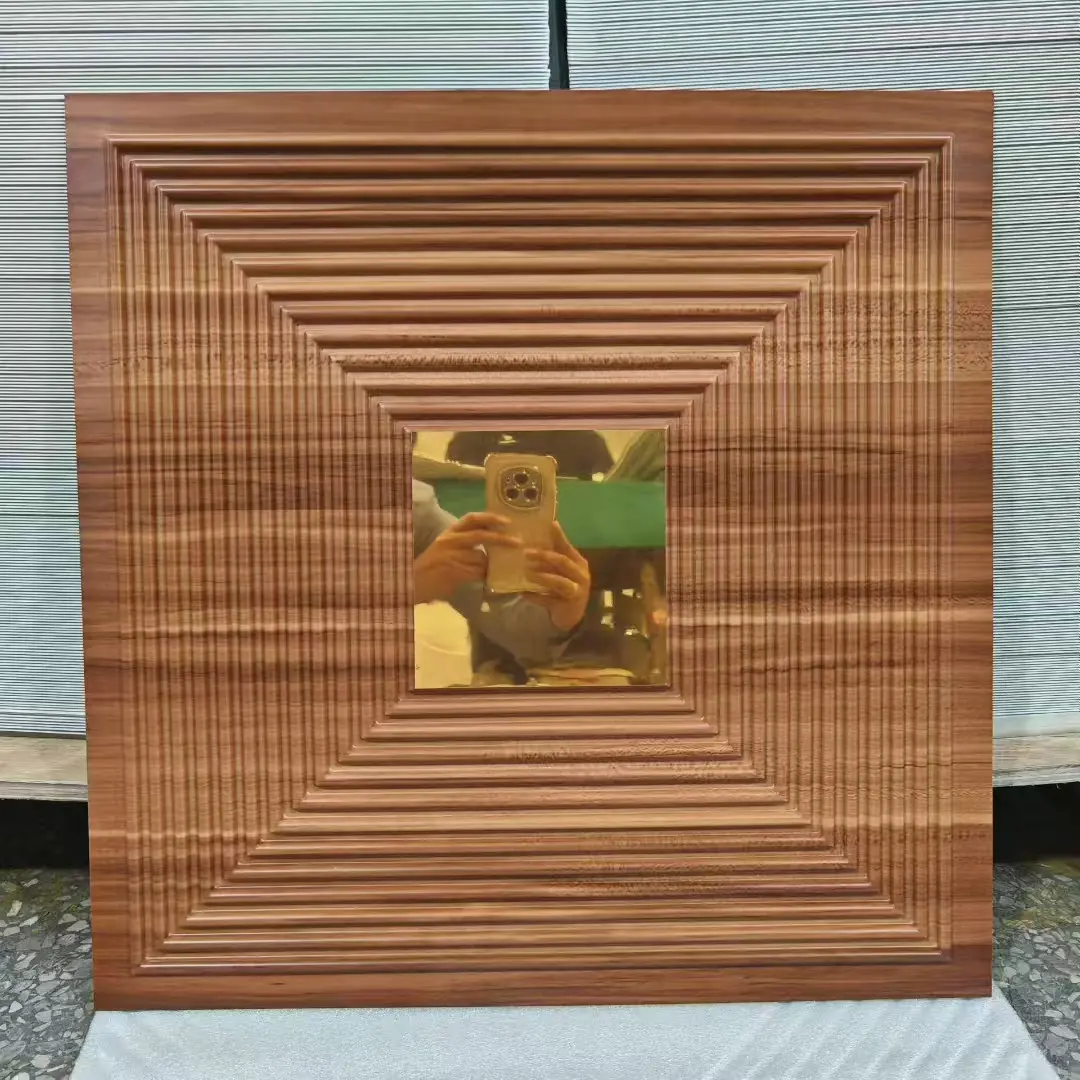 Zejing High Glossy 3d Wall Panel Pvc Wood Grain 50*50 cm Waterproof Villa 3D PVC Wall Panels for Modern House Decoration with Fire Resistant Design D182木纹镜面金 (2).jpg