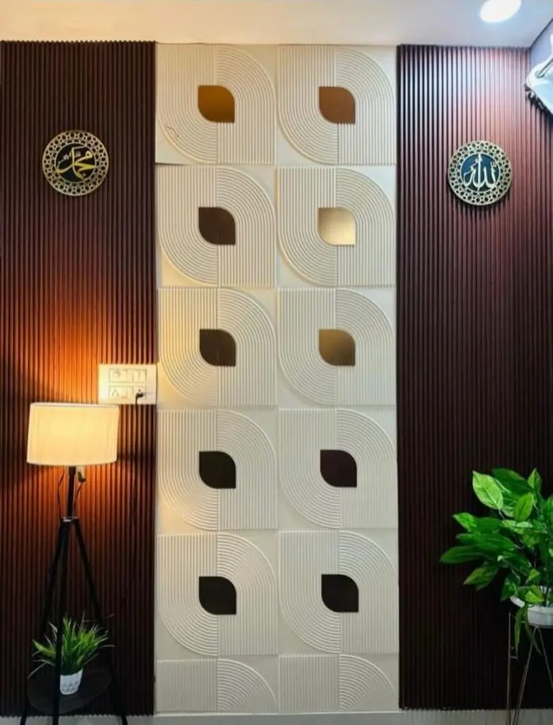 Zejing 50*50 cm Size Gold PVC 3D Wall Panels Modern Design for Indoor and Outdoor for Home Gym or Warehouse Customizable Multiple Sizes D186-1 (2).jpg