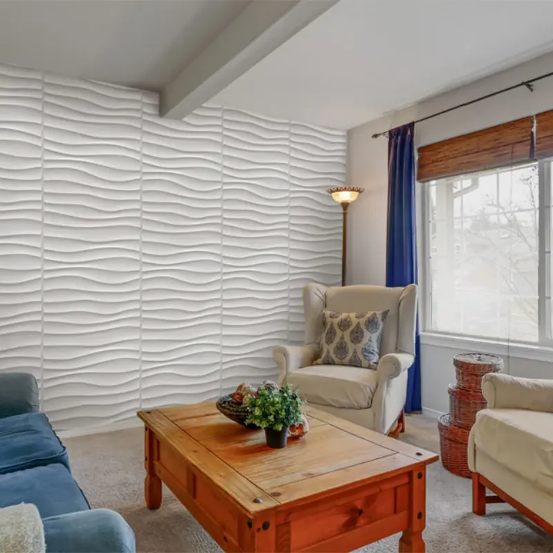 Elegant Wave Design 3D PVC PVC Wall Panels House Decoration2