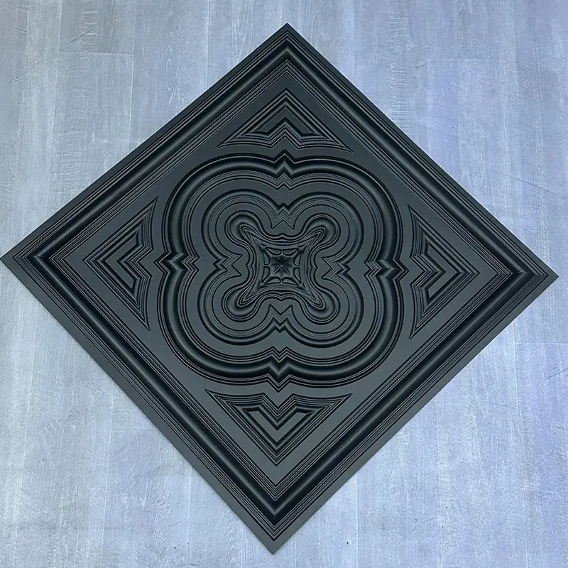 Zejing Black PVC 3D Embossed Waterproof Wall Panels Ceiling for Modern Interior Decoration Easy Installation For Hotels Malls Living Rooms Wholesale Price D232黑色1.jpg