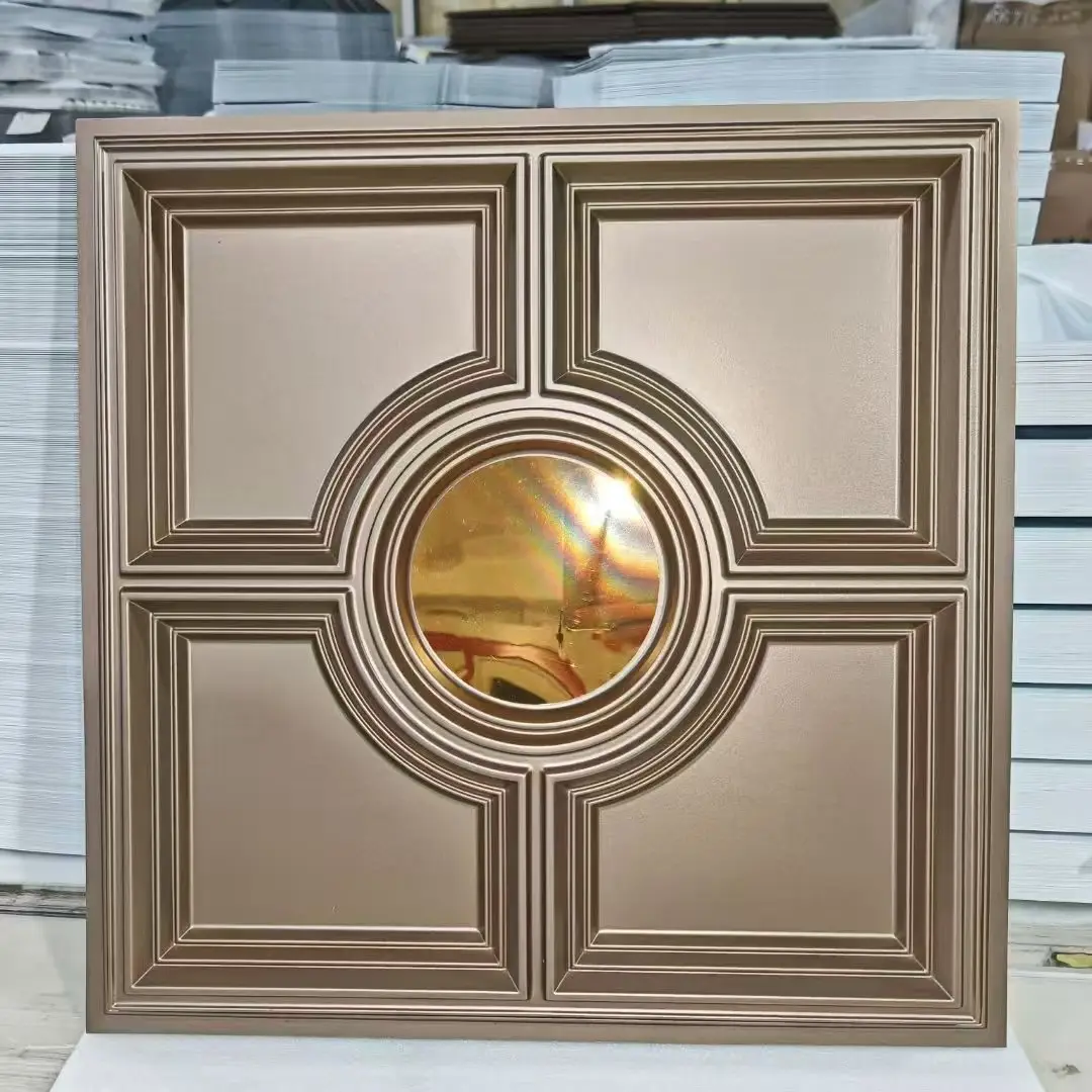 Zejing New Colors 3D Red Copper Rust 50*50 cm PVC Wall 3d Panels Geometric Pattern Waterproof Moisture-Proof for Bedroom Living Room Modern TD079-香槟金镜面1.jpg