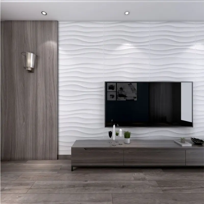 Elegant Wave Design 3D PVC PVC Wall Panels House Decoration (2)1