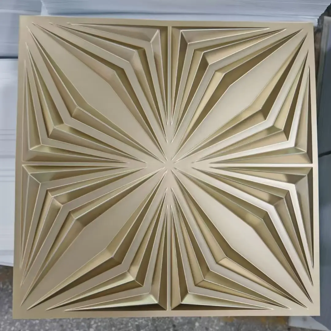 Zejing Easy Clean Stereo Safe Environment 3D Panel 30x30 50x50 for Hotels and Bedroom 3d Pvc Wall Panel D126香槟金色.jpg