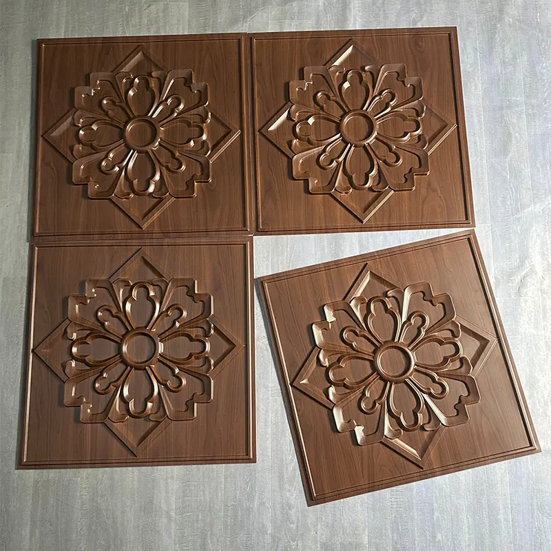 Zejing 24" X 24" PVC 3D Wall Panel Ceiling Tiles Home Decor Ceiling Decor Geometry Pattern Waterproof Bedroom D231黑木纹3.jpg