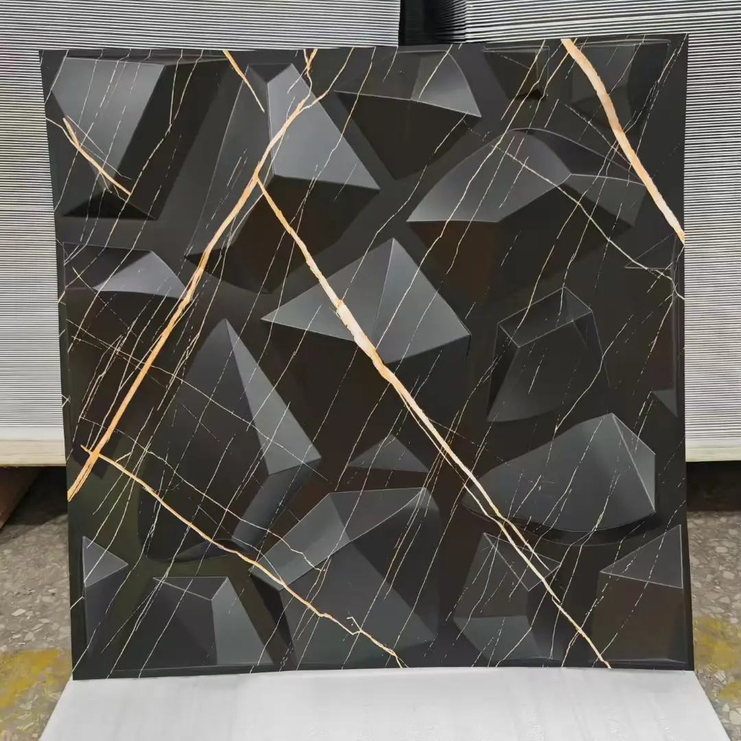 Zejing Customizable Multiple Sizes PVC 3D Wall Panels Modern Design for Indoor and Outdoor for Home Gym or Warehouse Luxury Hotel 3D Wall D215大理石黑条纹.jpg