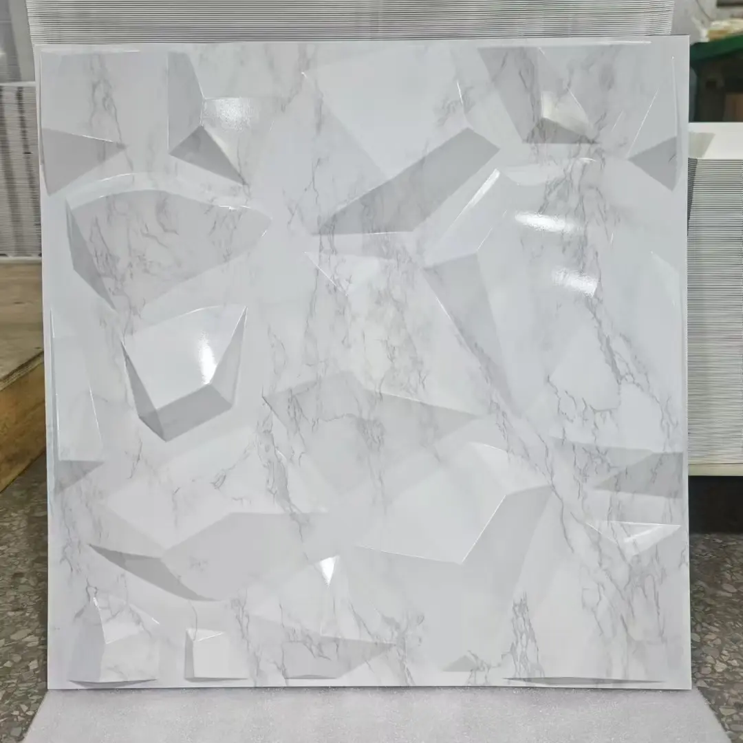 Zejing 19.7 x 19.7 in Durable Waterproof 3D Embossed PVC Ceiling Tiles Easy-to-Install Wall Panels for Mall Bathroom Hotel D215大理石.jpg