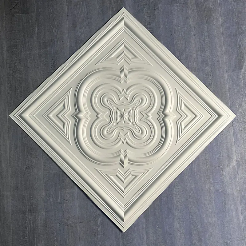 Zejing Eco-Friendly White PVC 3D Wall Panel Ceiling Waterproof for Hotel Living Room Gym Wall Ceiling Decoration Wholesale Price D232哑白2.jpg