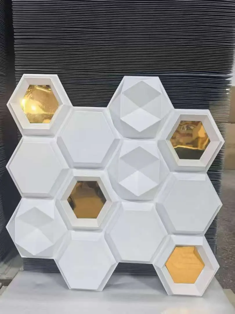 Zejing 3D PVC DIY Wall Panels for Indoor Use New Design Mirror Gold with Waterproof Zero Formaldehyde Features Customizable Modern TD084白色镜面金 (2).jpg