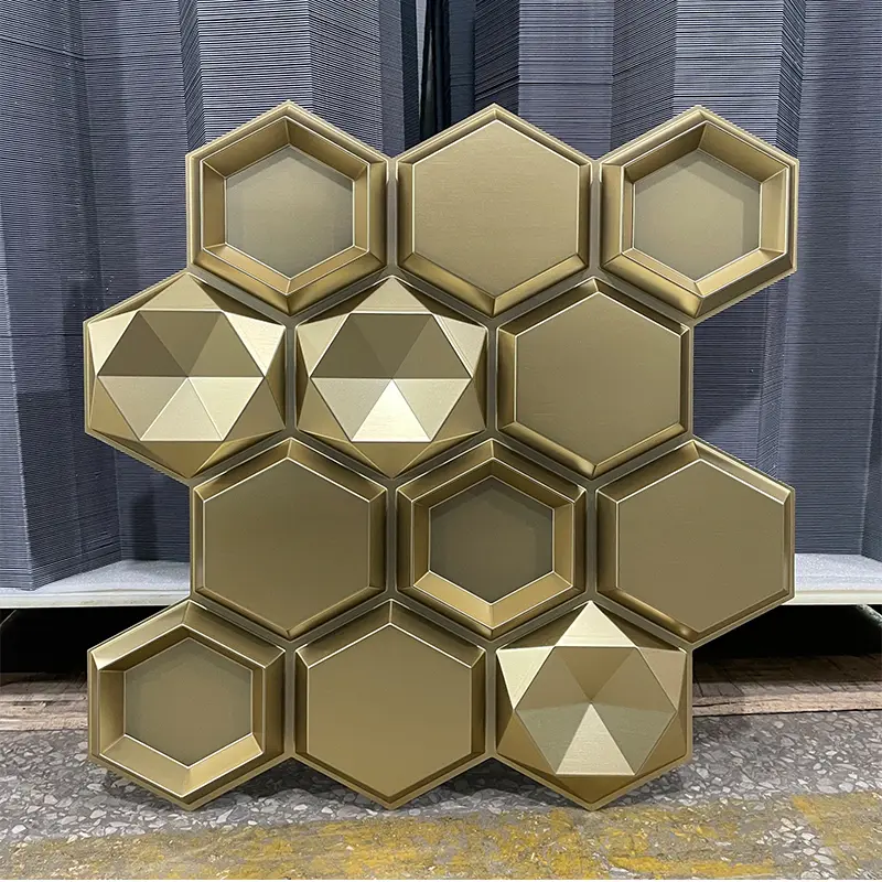 Zejing 3D PVC Wall Panels Moisture-Proof 3D Interior Wall Decorations 50*50 cm Champagne Gold Colors Mirror Silver Hot Sale Luxury TD084香槟金镜面金1.jpg