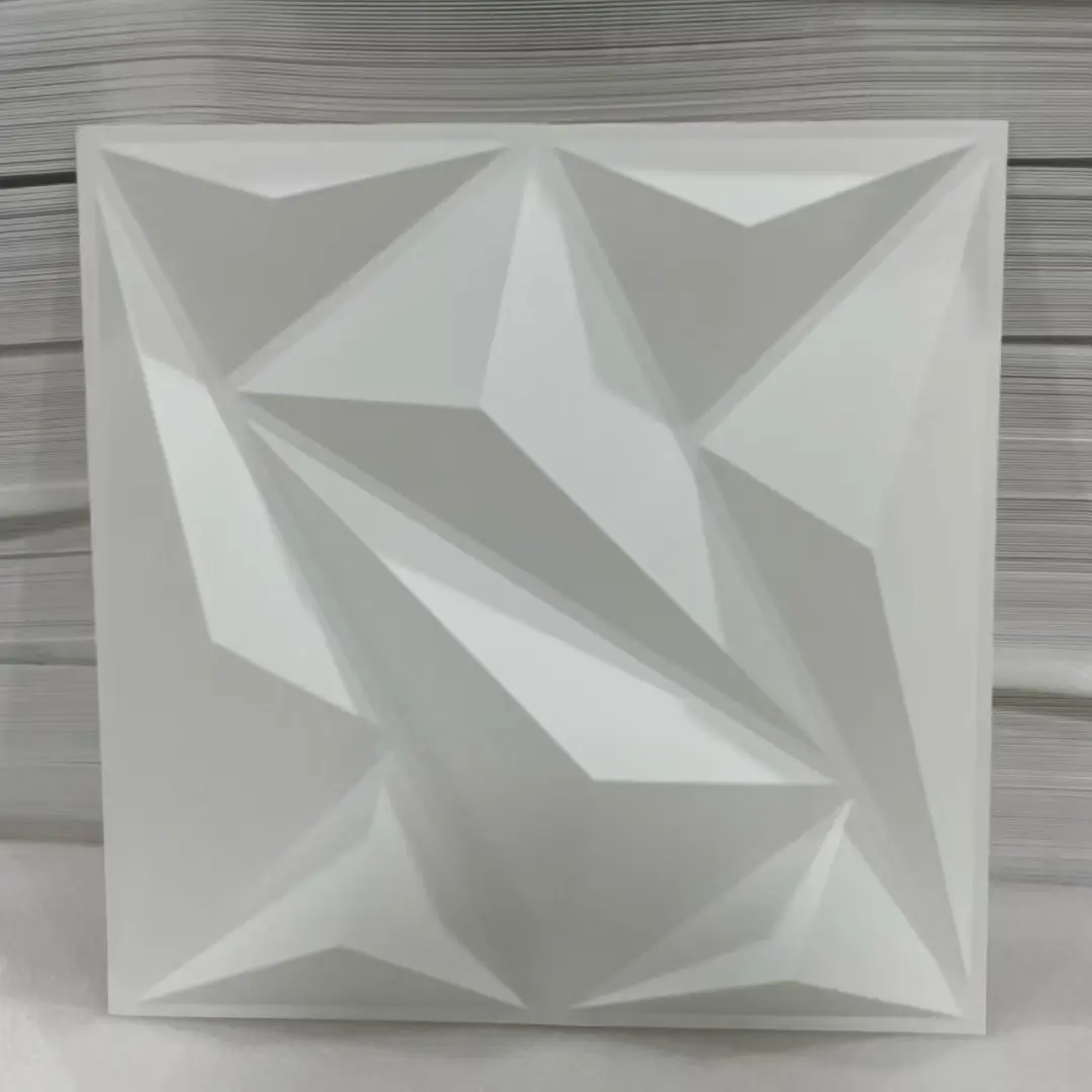 Zejing Pvc 3D Design 50x50cm Waterproof 3D Wall Panel Board 3d Geometric Pattern Texture Pvc Wall Panel for Interior Home Hotel D137白色.jpg