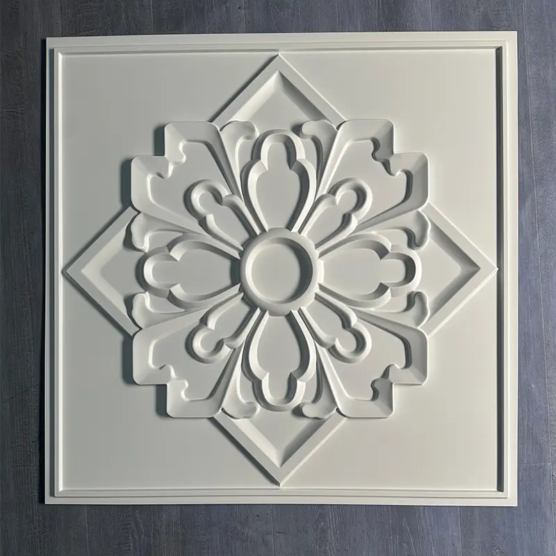 Zejing 24" X 24" PVC 3D Wall Panel Ceiling Tiles Home Decor Ceiling Decor Geometry Pattern Waterproof Bedroom D231哑白1.jpg