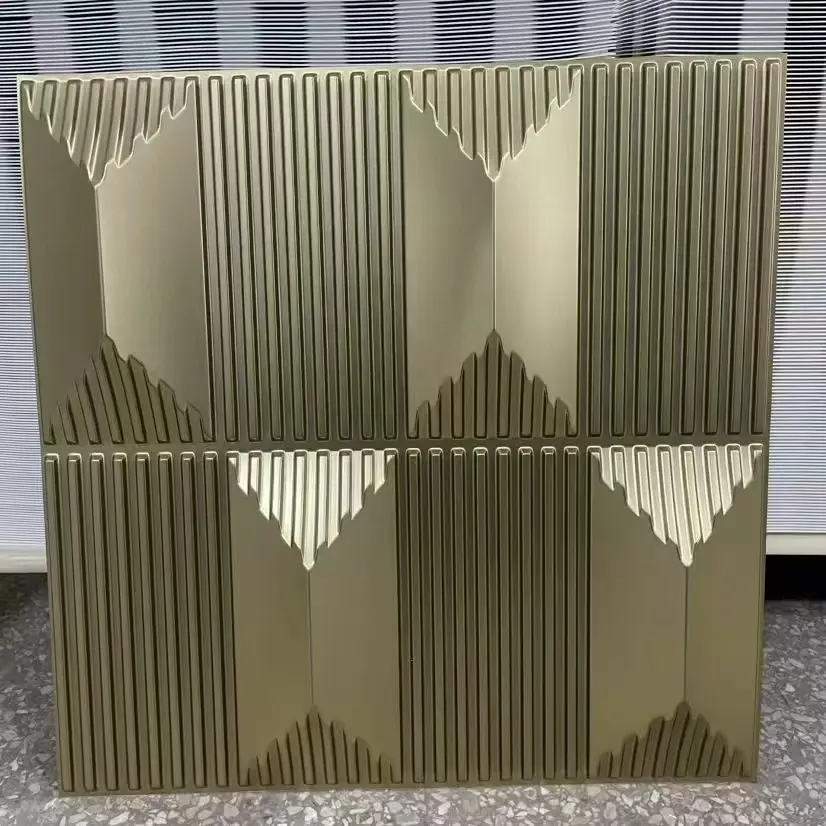 Zejing 50*50 cm 3D Textures PVC Geometric Wall Panel Short Lead Time for Interior Decoration Easy Installation Modern Waterproof Design D171香槟金.jpg