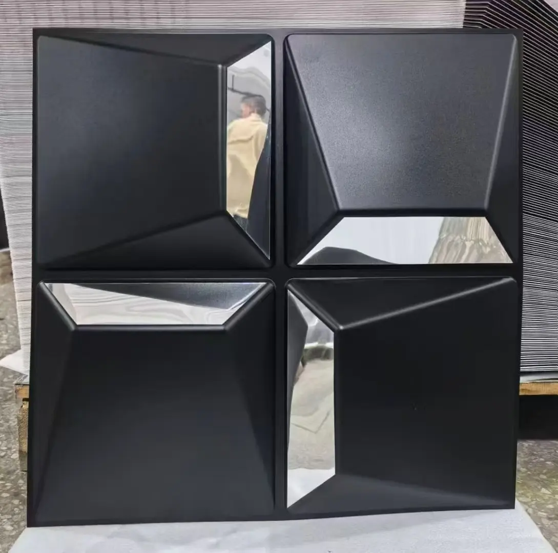 Zejing 50*50 cm 3D Textures PVC Geometric Wall Panel Short Lead Time for Interior Decoration Easy Installation Modern Waterproof Design D174镜面银1.jpg