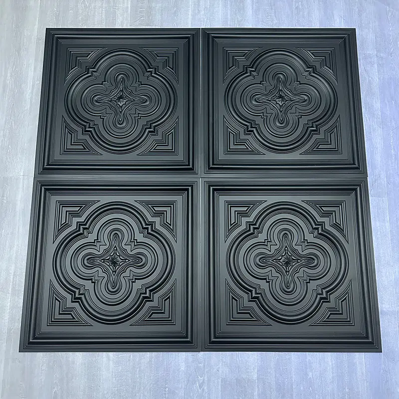 Zejing Black PVC 3D Embossed Waterproof Wall Panels Ceiling for Modern Interior Decoration Easy Installation For Hotels Malls Living Rooms Wholesale Price D232黑色2.jpg