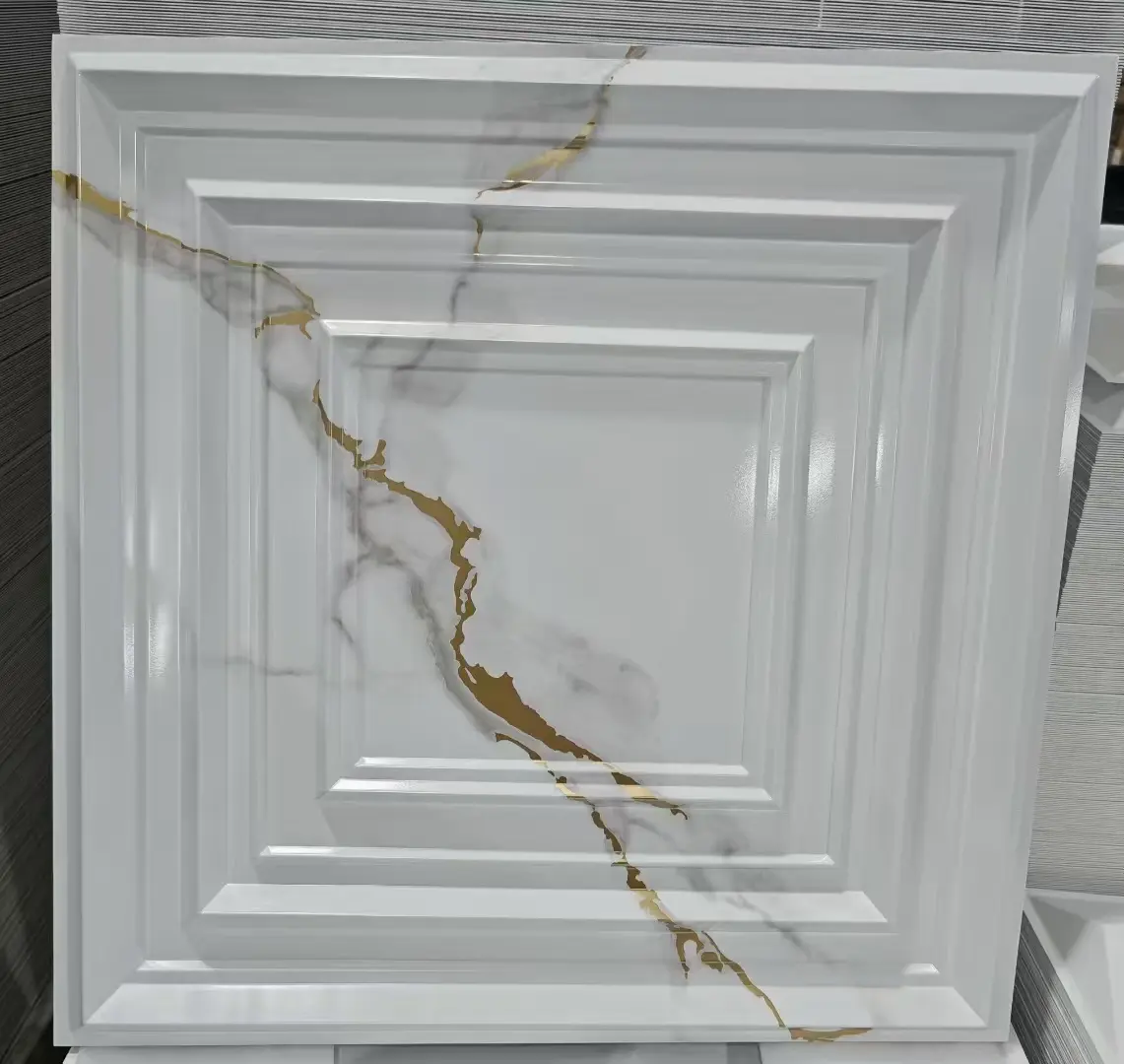 Zejing Eco-friendly 100% PVC Recyclable 3D Wall Panels High Quality White Wave Wall Cladding Easy to Clean for Home Interior Decoration D145大理石色.jpg