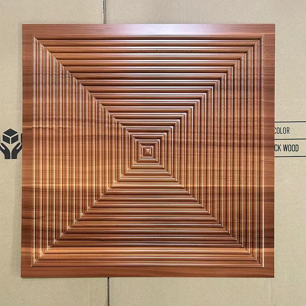 Zejing High Glossy 3d Wall Panel Pvc Wood Grain 50*50 cm Waterproof Villa 3D PVC Wall Panels for Modern House Decoration with Fire Resistant Design D182木纹-1.jpg