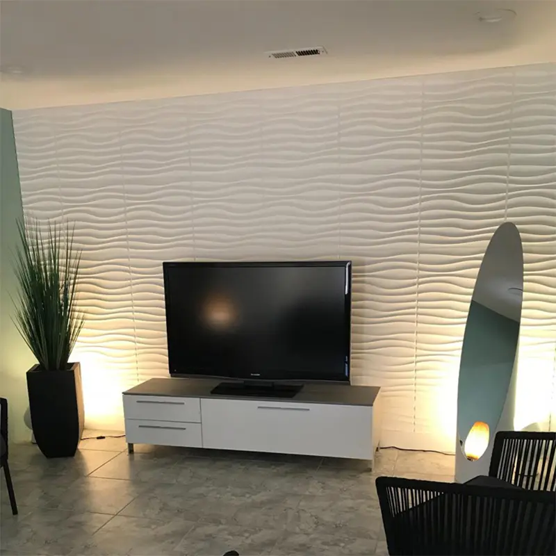 Elegant Wave Design 3D PVC PVC Wall Panels House Decoration (2)