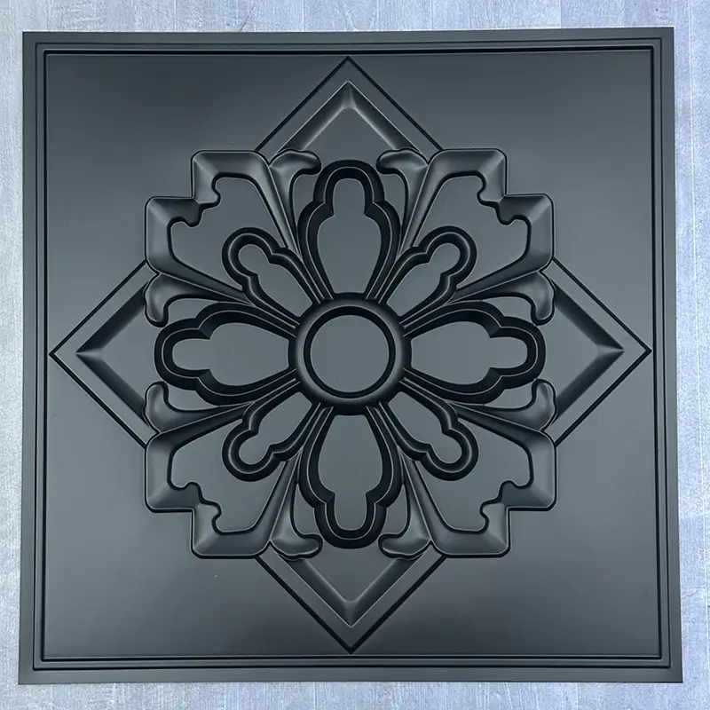 Zejing 24" X 24" PVC 3D Wall Panel Ceiling Tiles Home Decor Ceiling Decor Geometry Pattern Waterproof Bedroom D231黑色.jpg