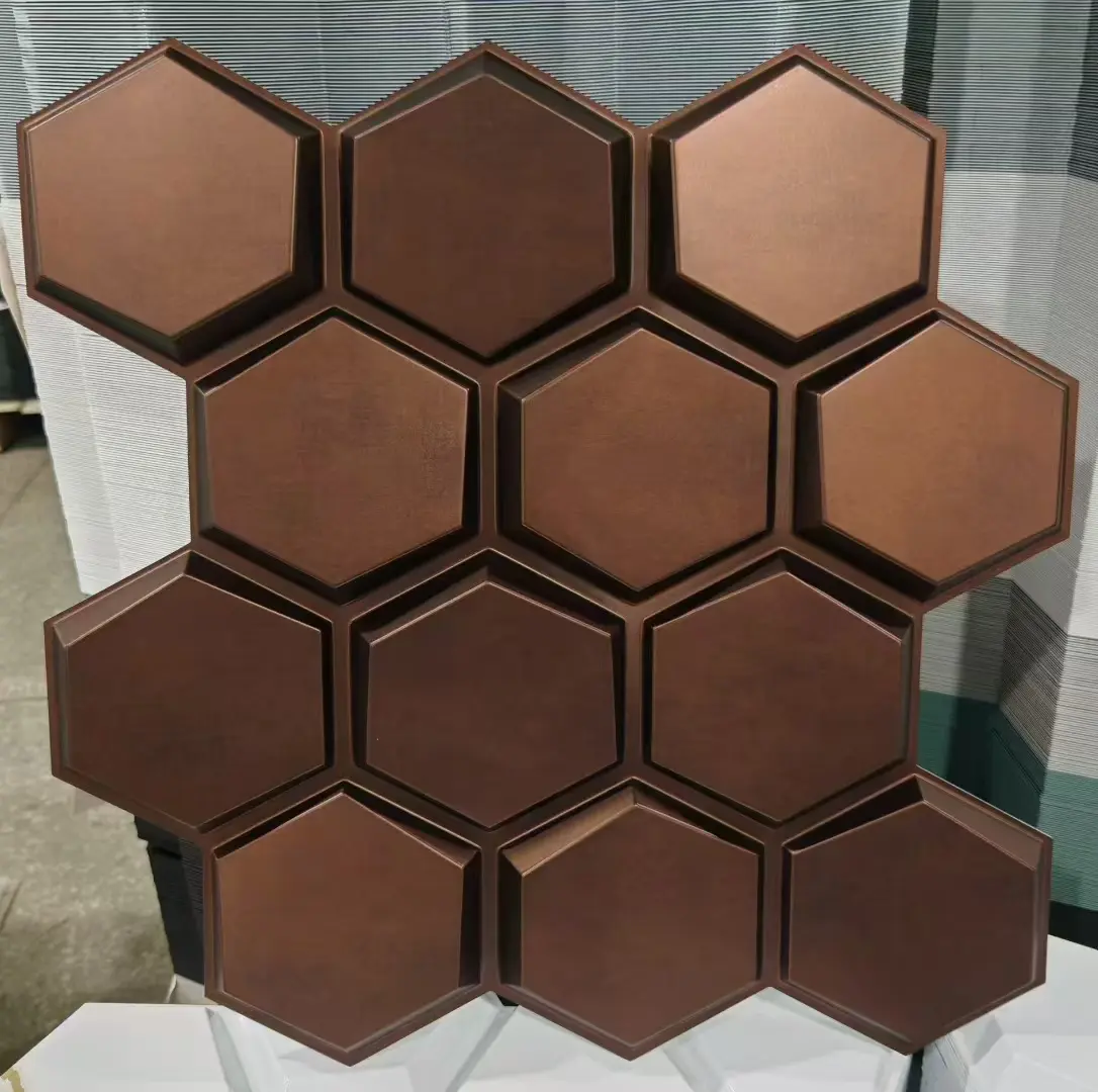 Zejing 3D PVC Wall Panels Moisture-Proof 3D Interior Wall Decorations 50*50 cm Champagne Gold Colors Mirror Silver Hot Sale Luxury TD038红铜绣.jpg
