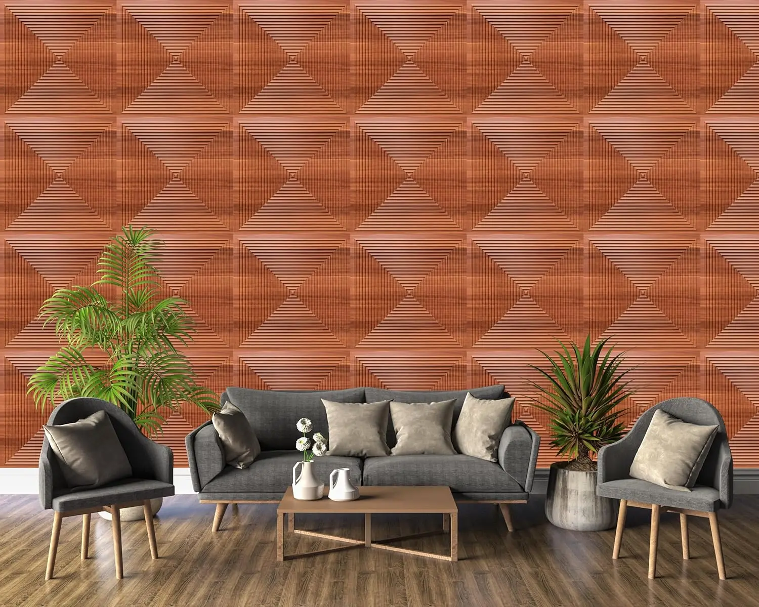Zejing High Glossy 3d Wall Panel Pvc Wood Grain 50*50 cm Waterproof Villa 3D PVC Wall Panels for Modern House Decoration with Fire Resistant Design D182深木纹1-1.jpg