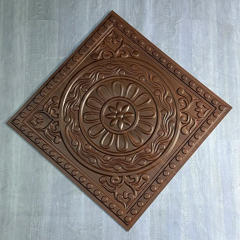Zejing New Colors 60*60 cm 3D Pvc Wall Panels Ceiling for Interior Decor Cheap Wholesale D230黑木纹色2.jpg
