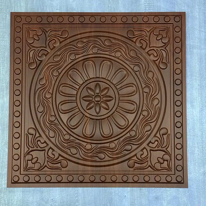 Zejing New Colors 60*60 cm 3D Pvc Wall Panels Ceiling for Interior Decor Cheap Wholesale D230黑木纹色.jpg