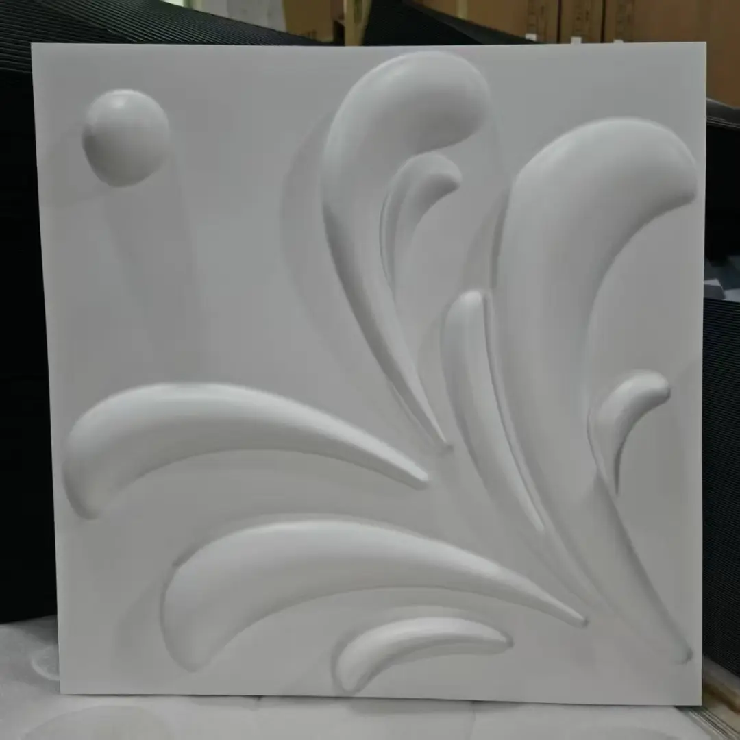 Zejing PVC Material 3D Pattern Wall Panel Wall Board for Interior Deco for Dining Room Installment Matte White 50x50 cm Size D140白色.jpg