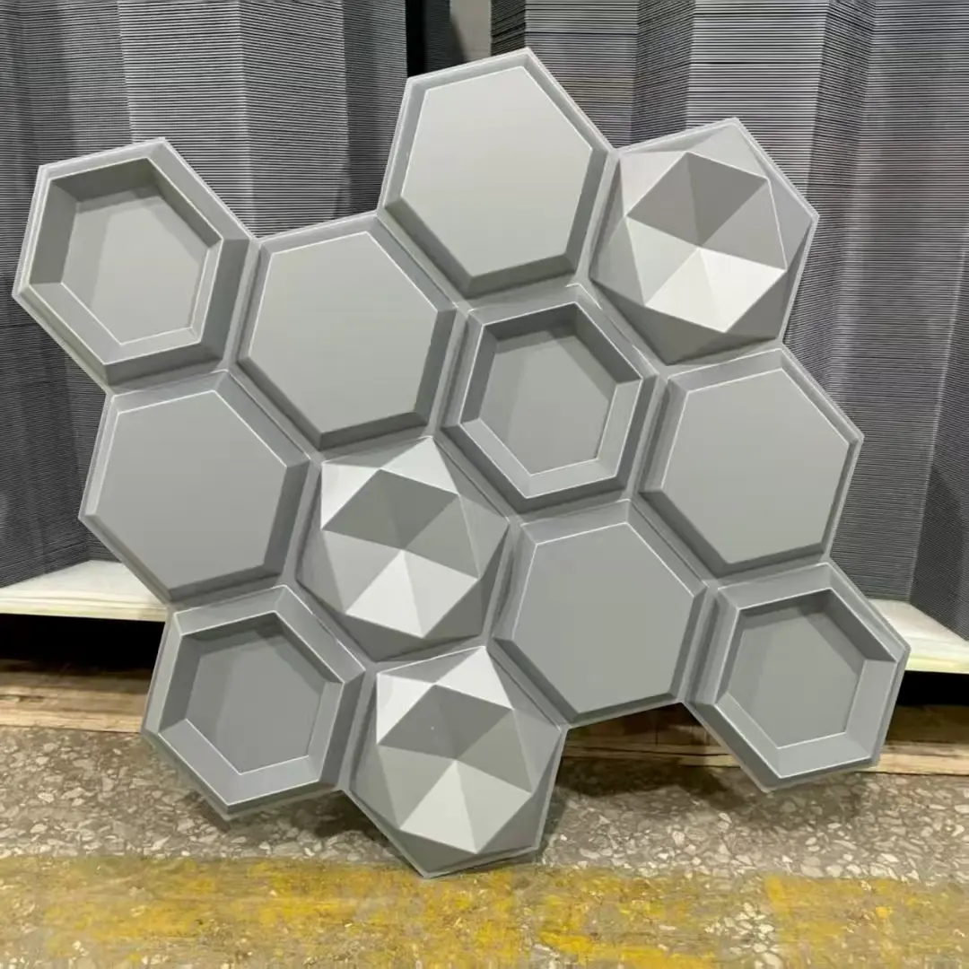 Zejing 3D PVC Wall Panels Moisture-Proof 3D Interior Wall Decorations 50*50 cm Champagne Gold Colors Mirror Silver Hot Sale Luxury TD084银色.jpg