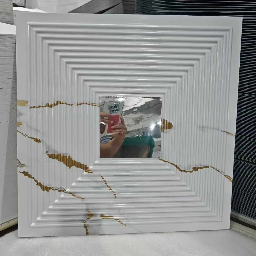 Zejing High Glossy 3d Wall Panel Pvc Wood Grain 50*50 cm Waterproof Villa 3D PVC Wall Panels for Modern House Decoration with Fire Resistant Design D182大理石镜面银.jpg