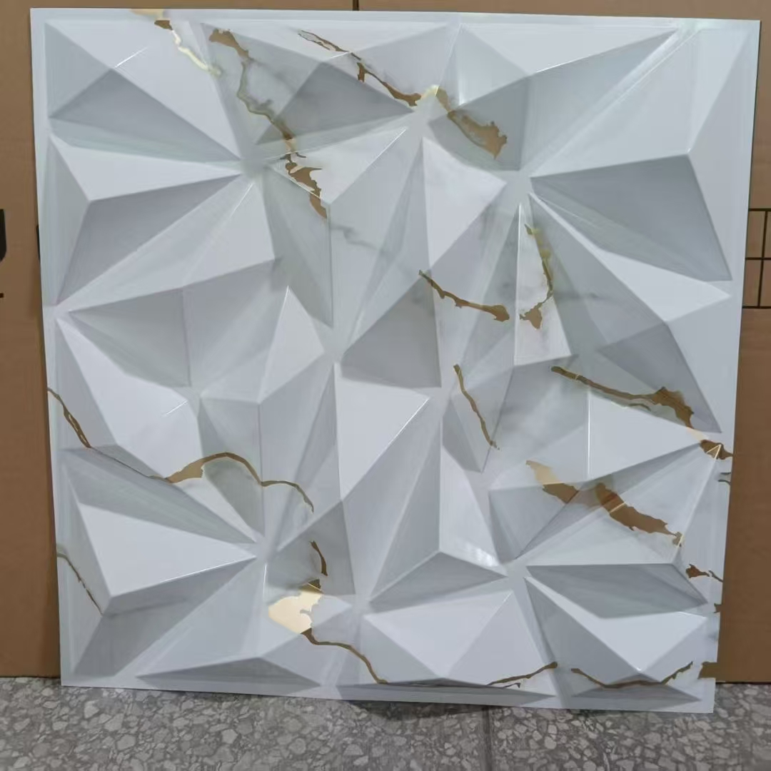 Zejing 50*50 cm 3D Textures PVC Geometric Wall Panel Short Lead Time for Interior Decoration Easy Installation Modern Waterproof Design D101大理石纹.jpg