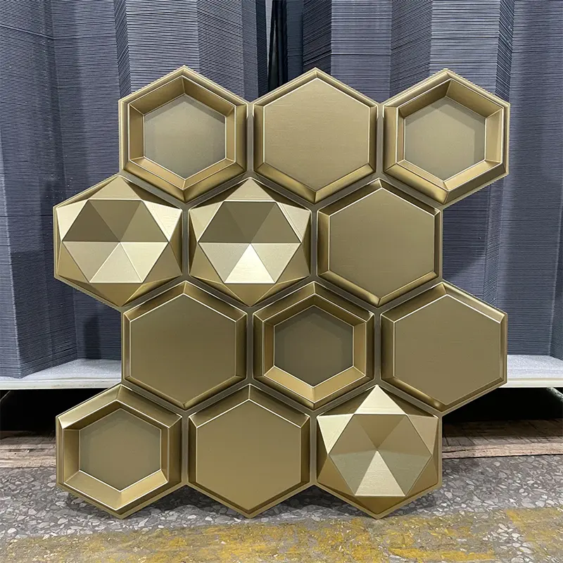Zejing 3D PVC DIY Wall Panels for Indoor Use New Design Mirror Gold with Waterproof Zero Formaldehyde Features Customizable Modern TD084香槟金1.jpg