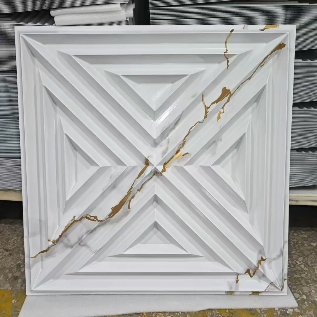 Zejing 19.7 x 19.7 in Durable Waterproof 3D Embossed PVC Ceiling Tiles Easy-to-Install Wall Panels for Mall Bathroom Hotel D218大理石.jpg