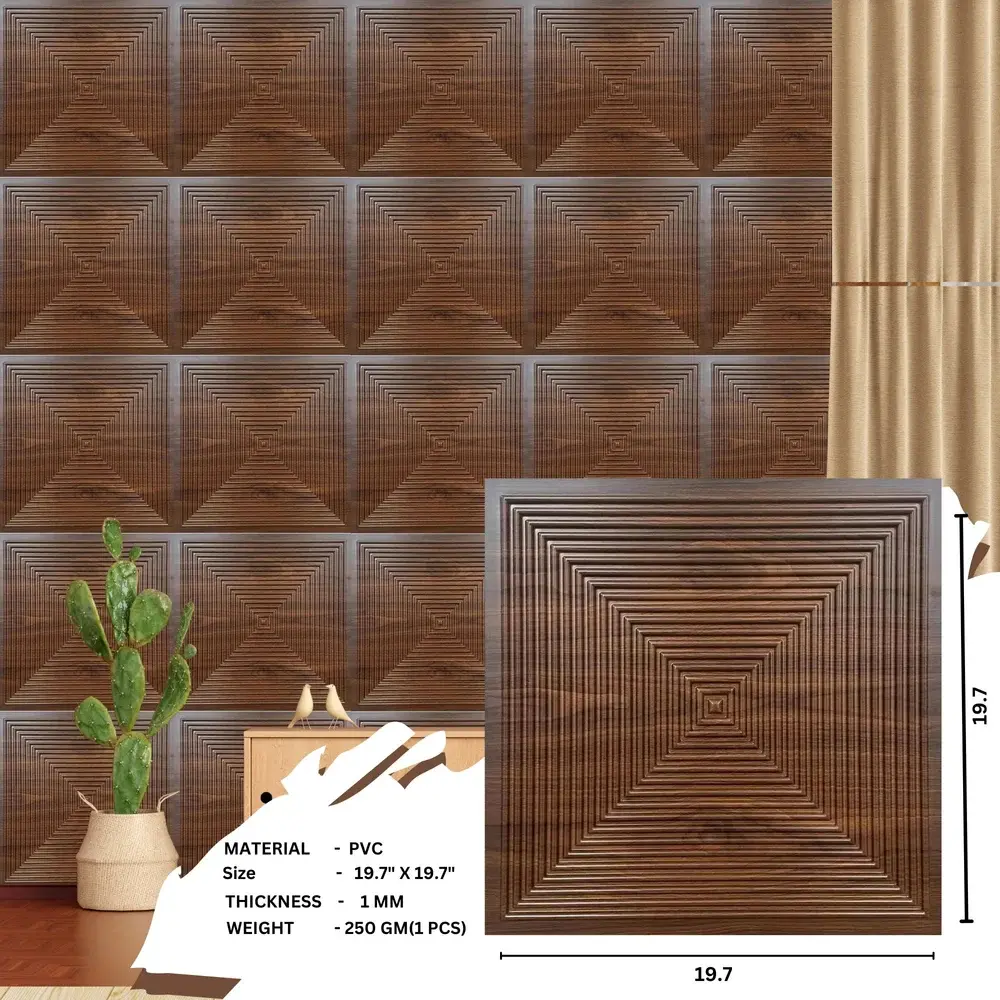 Zejing High Glossy 3d Wall Panel Pvc Wood Grain 50*50 cm Waterproof Villa 3D PVC Wall Panels for Modern House Decoration with Fire Resistant Design D182深木纹2 (2).jpg