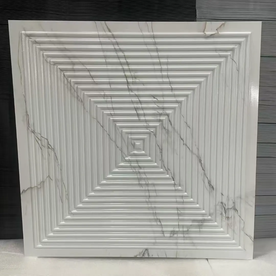 Zejing Pvc 3D Design 50x50cm Waterproof 3D Wall Panel Board 3d Geometric Pattern Texture Pvc Wall Panel for Interior Home Hotel D182大理石.jpg