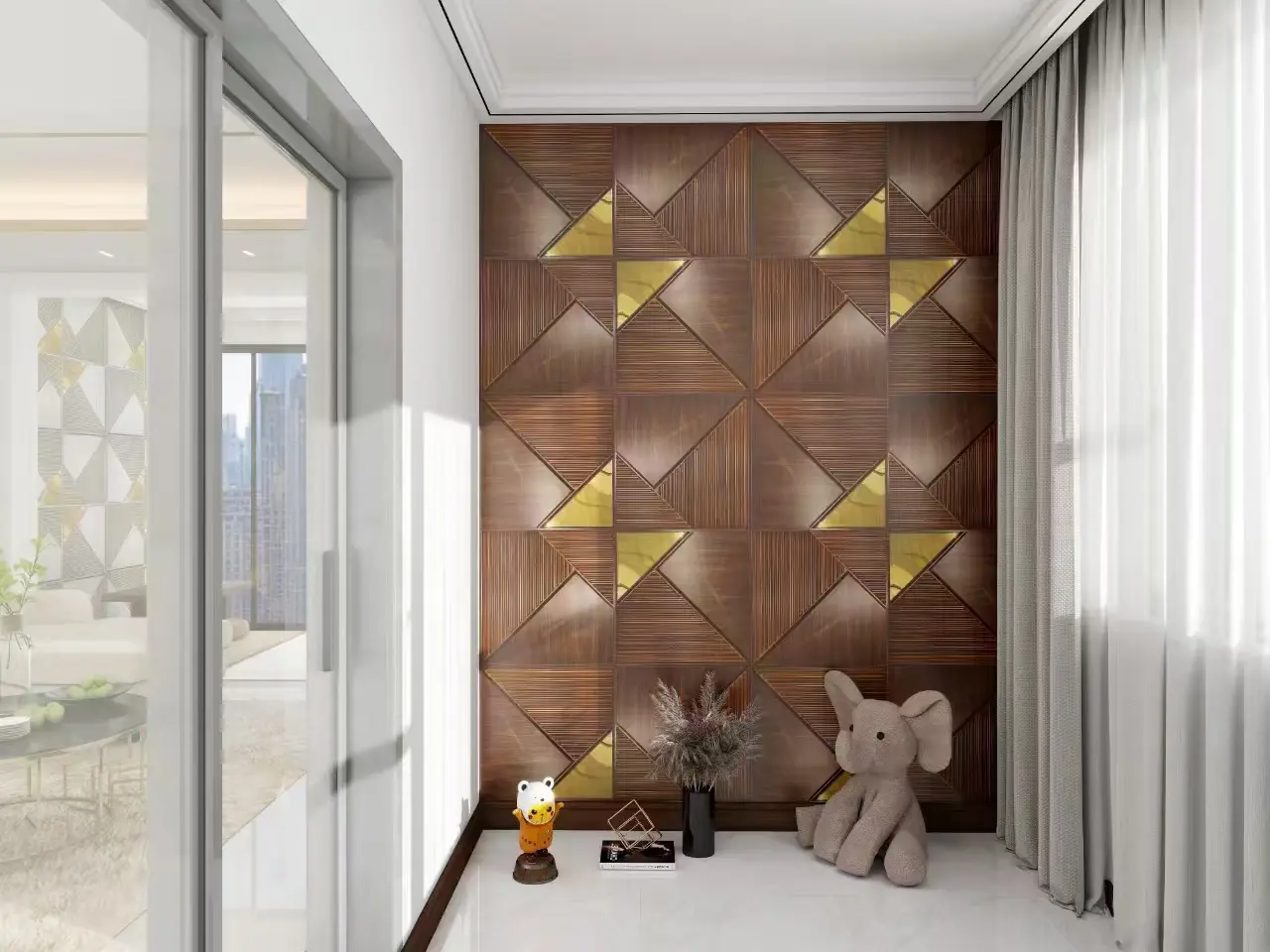 D178黑木纹镜面金银