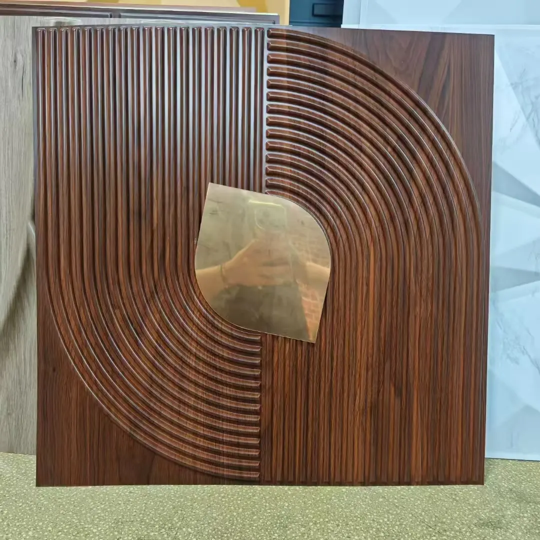 Zejing 50*50 cm Size Gold PVC 3D Wall Panels Modern Design for Indoor and Outdoor for Home Gym or Warehouse Customizable Multiple Sizes D186木纹色镜面金.jpg