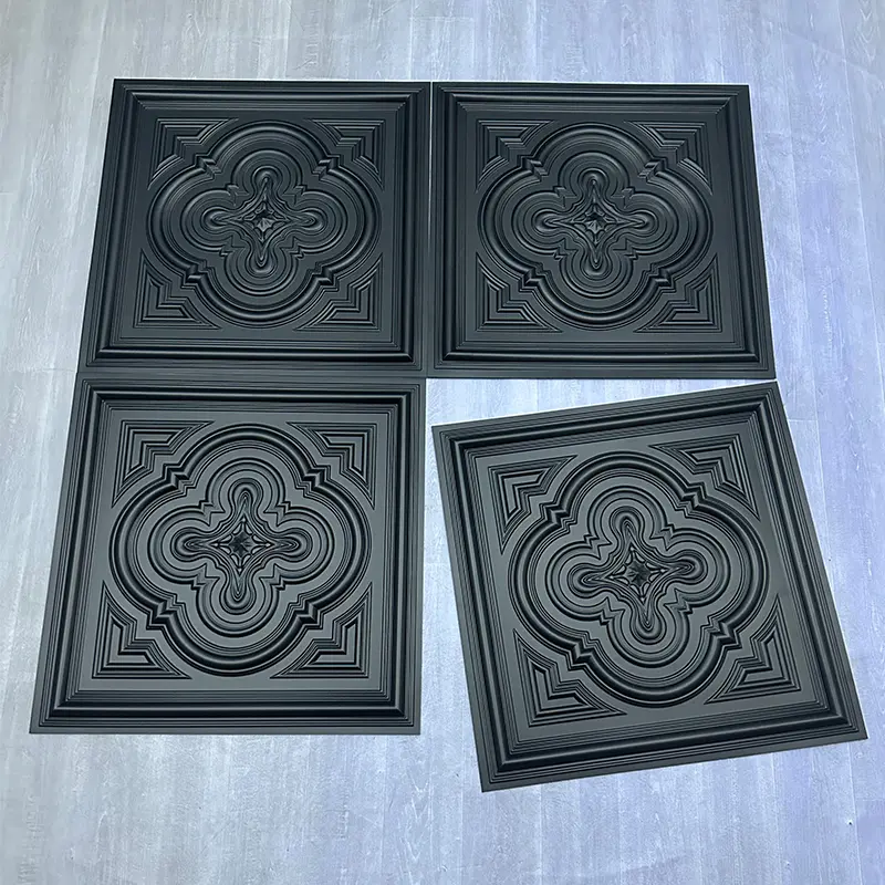 Zejing Black PVC 3D Embossed Waterproof Wall Panels Ceiling for Modern Interior Decoration Easy Installation For Hotels Malls Living Rooms Wholesale Price D232黑色3.jpg