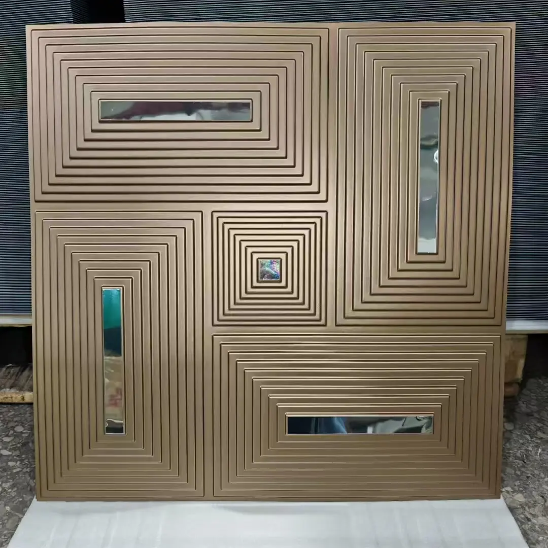 Zejing Customizable Multiple Sizes PVC 3D Wall Panels Modern Design for Indoor and Outdoor for Home Gym or Warehouse Luxury Hotel 3D Wall D204香槟金镜面银.jpg