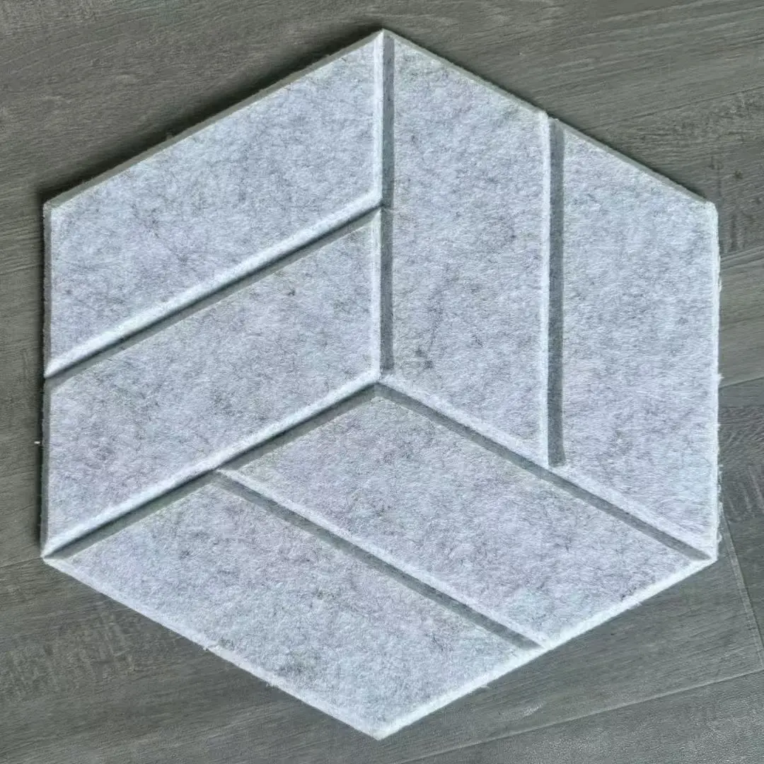 Pet 3d Design Acoustic Felt Wall Panels Eco-friendly Environmental Sound Proof Wall Panels Used on Wall or Ceilings 吸音板压模款26.jpg