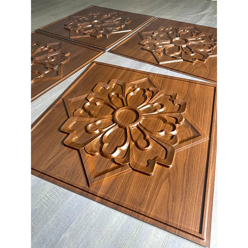 Zejing 24" X 24" PVC 3D Wall Panel Ceiling Tiles Home Decor Ceiling Decor Geometry Pattern Waterproof Bedroom D231黑木纹4.jpg