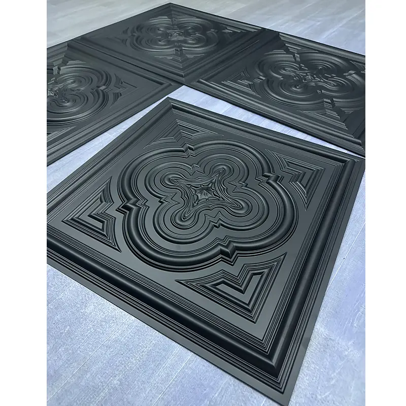 Zejing Black PVC 3D Embossed Waterproof Wall Panels Ceiling for Modern Interior Decoration Easy Installation For Hotels Malls Living Rooms Wholesale Price D232黑色4.jpg