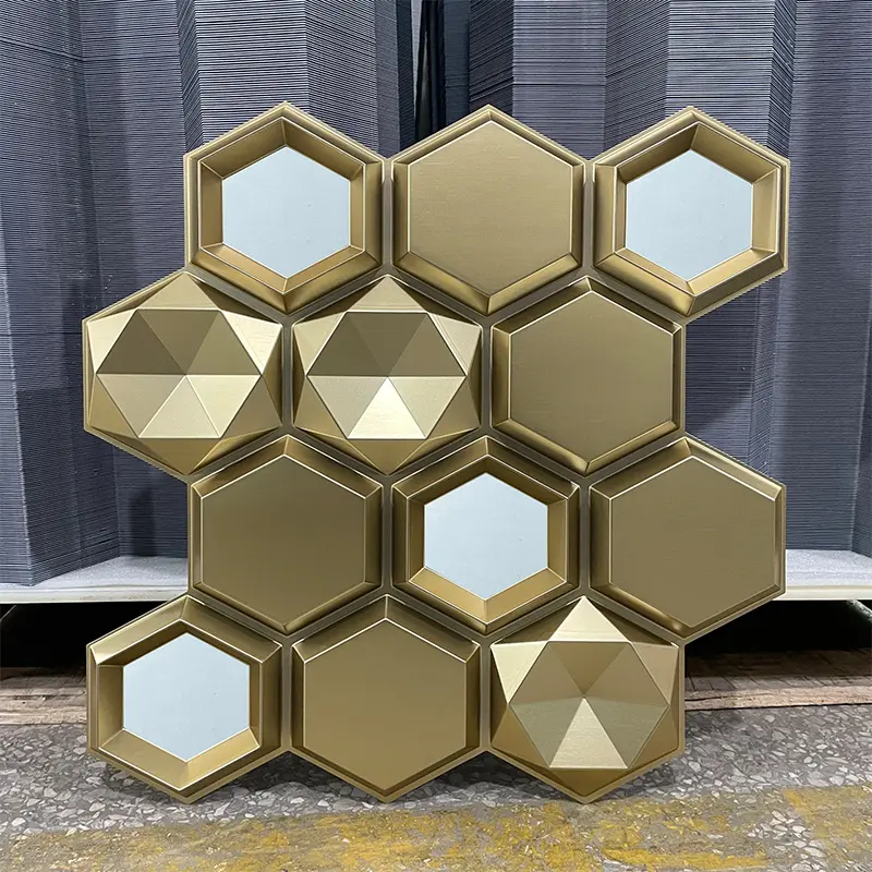 Zejing 3D PVC DIY Wall Panels for Indoor Use New Design Mirror Gold with Waterproof Zero Formaldehyde Features Customizable Modern TD084香槟金镜面银1.jpg
