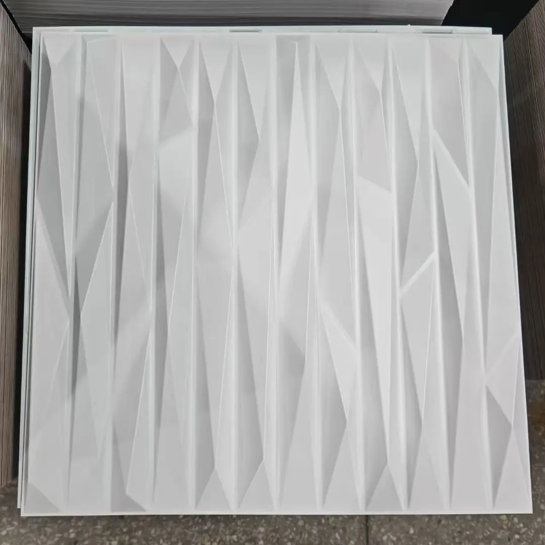 Living Room Decoration 50x50 cm Pvc 3d Wall Panel Custom Interior Waterproof 3D Pvc Wall Panel High Quality D125白色.jpg